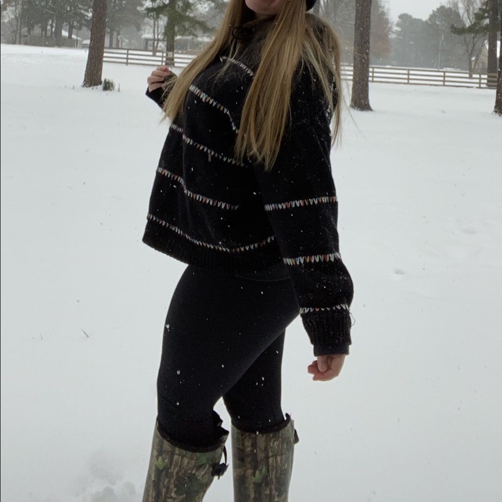 black sweater w color pattern